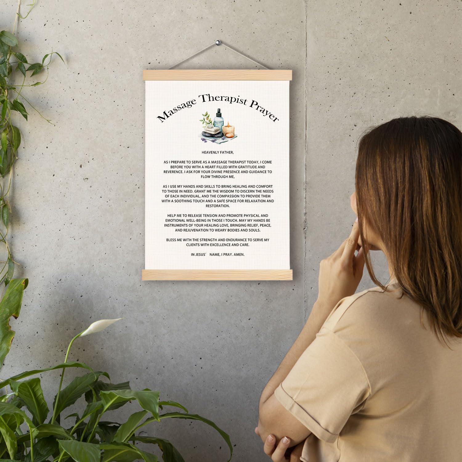 pouep Massage Therapistr Prayer Wooden Poster Hanger Frame 12.5x17 Inch,Appreciation Gift For Massage Therapistrs,Massage Therapistr Gifts,Massage Therapistr Gifts For Woman