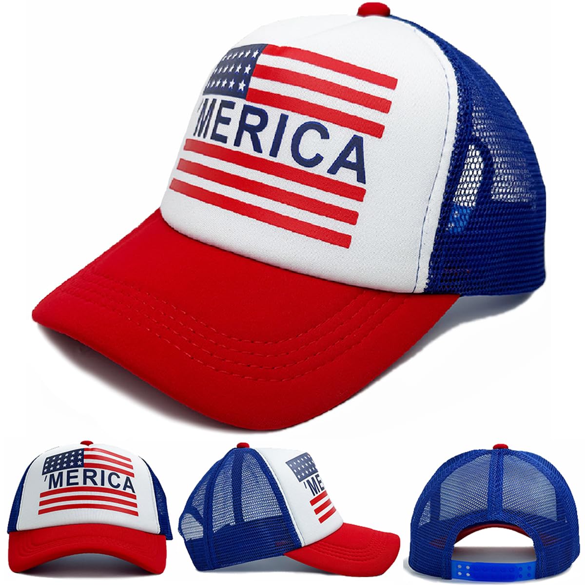 LENOAPHYS Baseball Caps 4th of July Hat Fourth of July Accessories Outfits for Women USA Hat Trucker Hats 4th of July Accessories for Women Multicolor