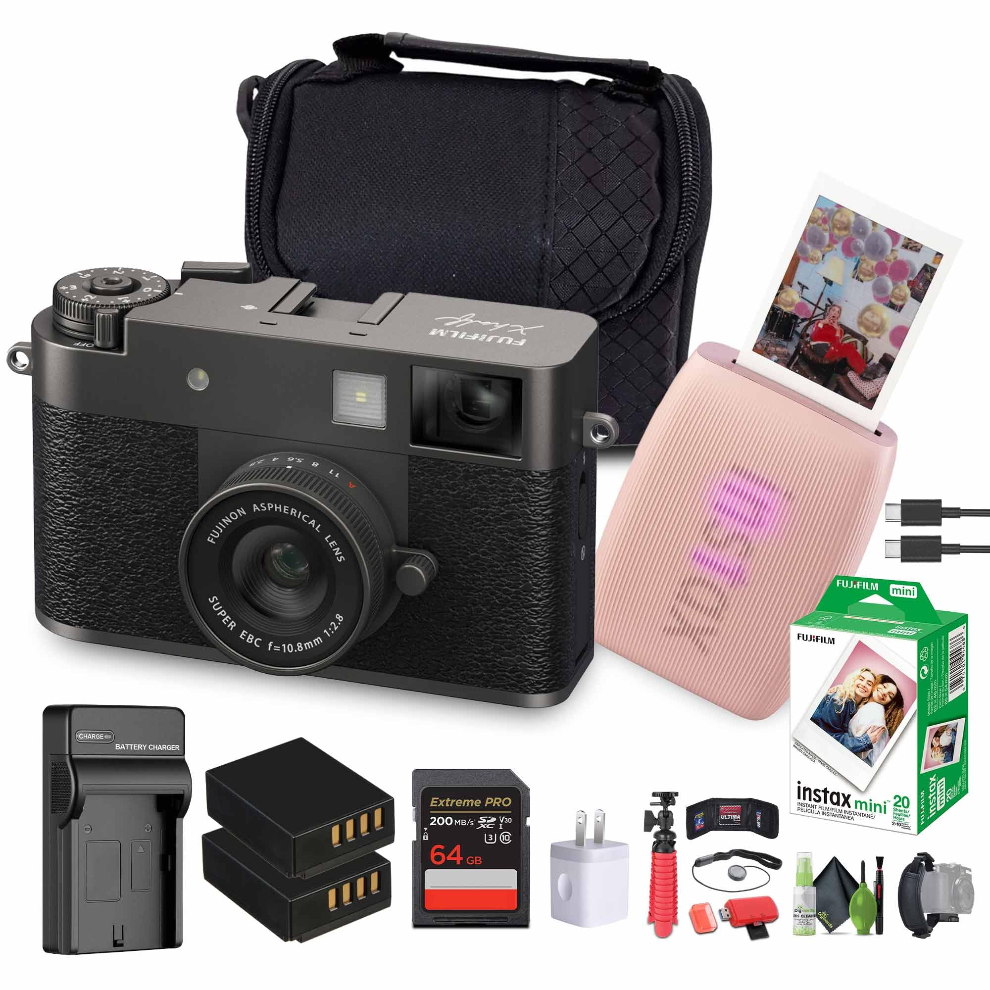 FUJIFILM X Half Point & Shoot Camera (Charcoal Silver) & Photo Bundle