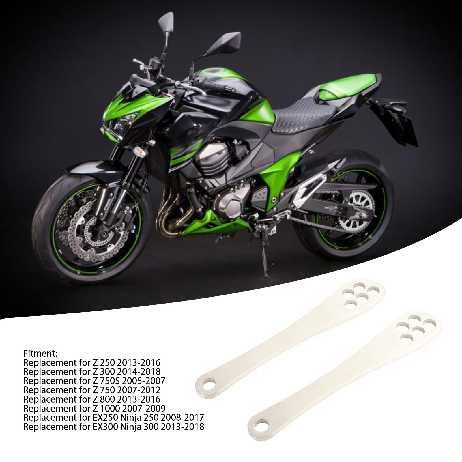Paire de Liens d'abaissement Arrière en Acier Inoxydable, Accessoires de Moto de Remplacement pour Z 250 300 750 800 1000 Z 250 750 Kit de Lien d'abaissement Kit de Lien 'abaissement