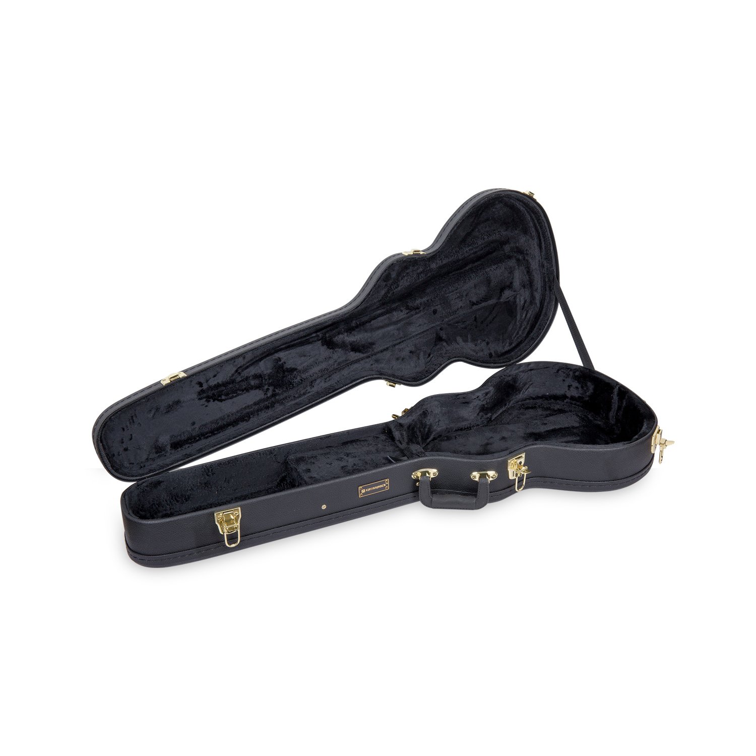 Crossrock Hardshell wielowarstwowe drewniane etui na gitarę elektryczną, styl korpusu Les Paul w kolorze czarnym (CRW500LBK)