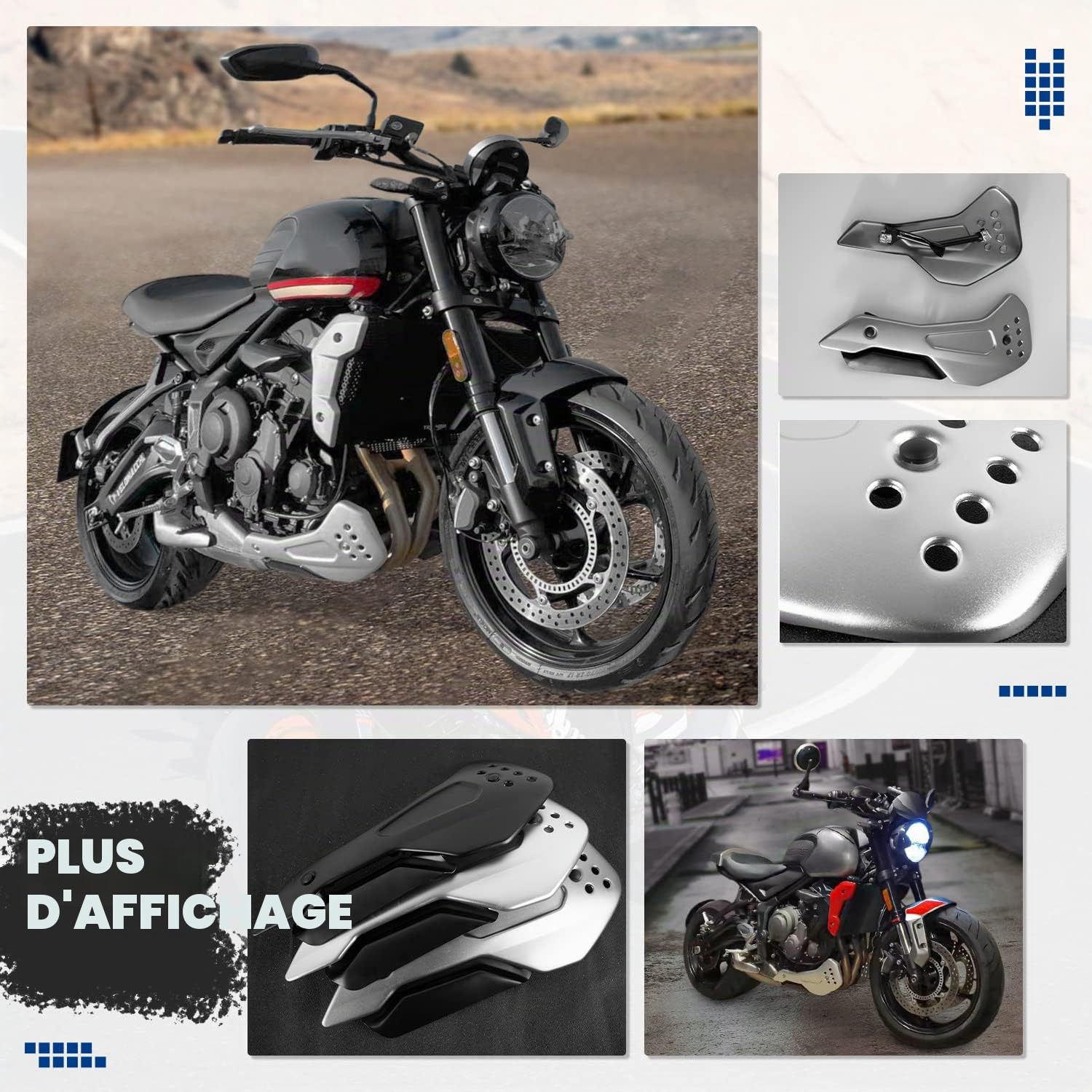 Moteur de Moto sous Le Capot Chassic Spoiler Plate Carénage Bellypan Lower Haubans Guard Compatible avec T.riumph Trident660 Trident 660 2021 2022 2023 Belly Pan Bottom Protector (Argent)
