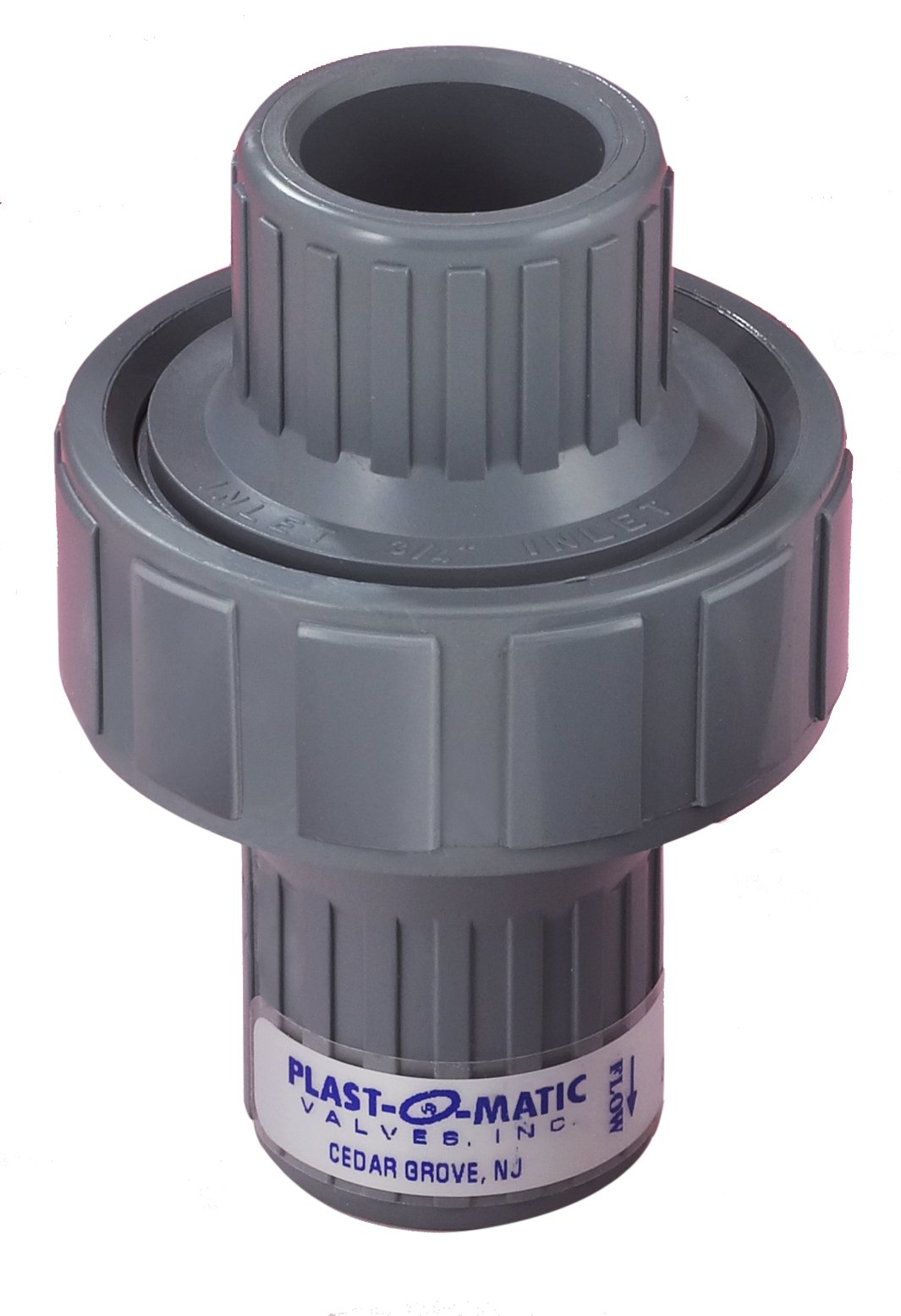 Plast-O-Matic CKM Series PVC Check Valve, Diaphragm Operated, For Corrosive Liquids, 1/2