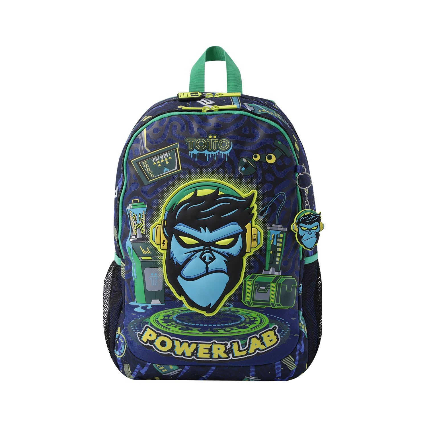 TOTTO Mochila Infantil, Modelo Kong Lab L, Mochila Grande, Capacidad 16 L, 2 Compartimentos, 2 Bolsillos para Botella, Organizador Interno, Correas Acolchadas, Resistente y Duradera, Color Azul