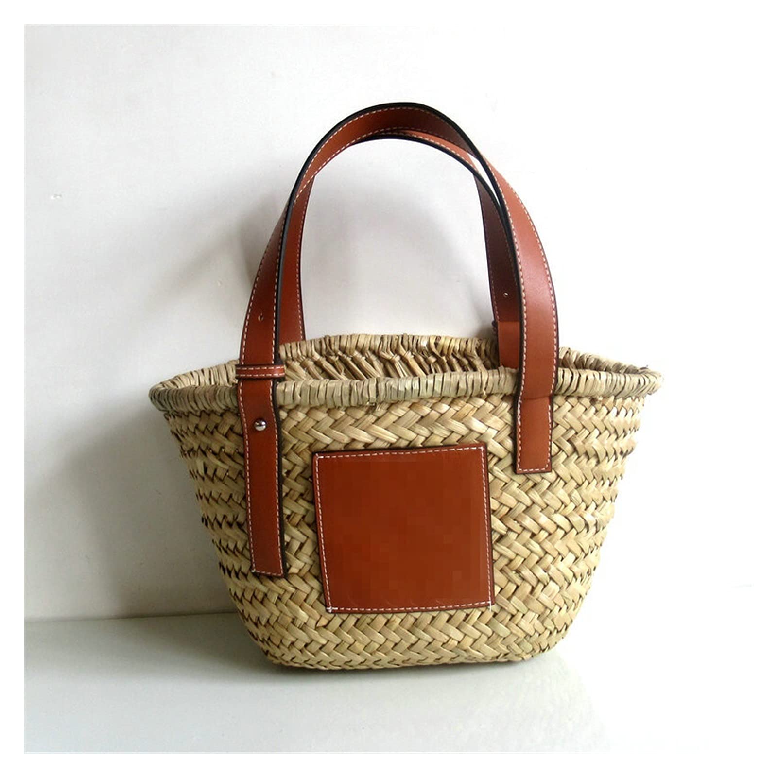 Capazo Playa Mujer,Cesta Playa Bolsas de la canasta de la paja de la playa de verano Casual Ratán de gran capacidad Tote de las mujeres Bolsos de las marcas Diseñador de mimbre Woven Lady Mano(Brown b