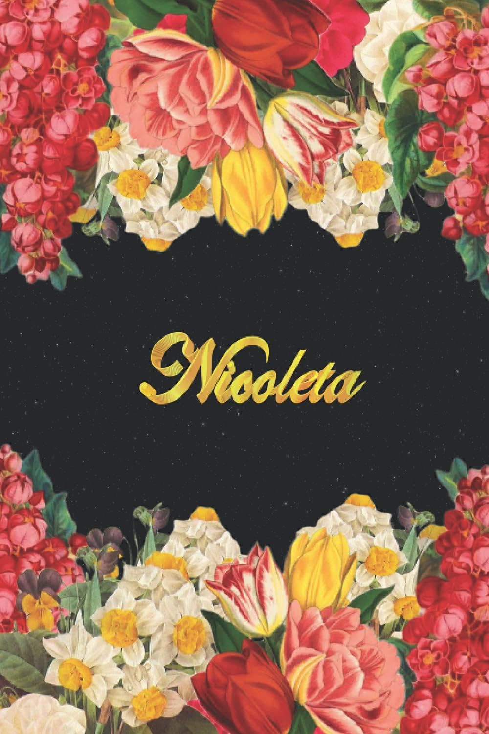 Nicoleta: Lined Notebook / Journal with Personalized Name, & Monogram initial N on the Back Cover, Floral Cover, Gift for Girls & Women