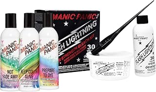 MANIC PANIC Electric Lizard Green Hair Dye Bundle with Prepare to Dye Clarifying Shampoo, Shampoo and Conditioner Set for Colored Hair and Hair Bleach Kit 30 Volume Developer