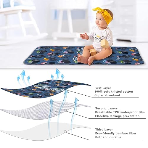 Miniatura 4 de Funda impermeable personalizada para cambiador, tapete portátil para cambiador de pañales para padres de bebés, viajes, regalo personalizado azul