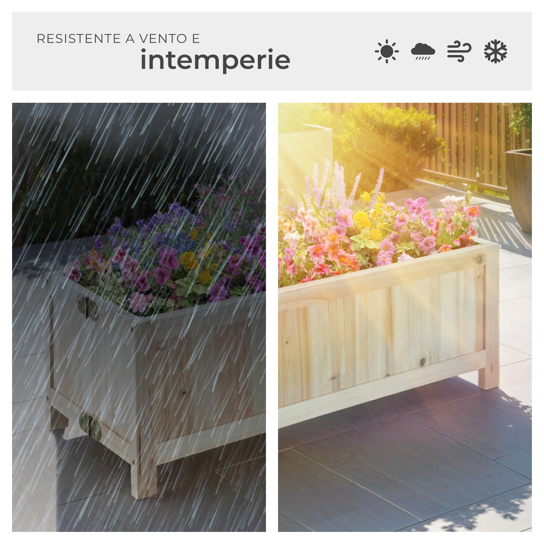 tectake® Cassone per Orto Rialzato, Legno di Abete, Pieghevole, 30l, con Pellicola Protettiva, per Verdure, Erbe Aromatiche e Fiori, per Giardino, Balcone e Terrazza, 70x30x25 cm