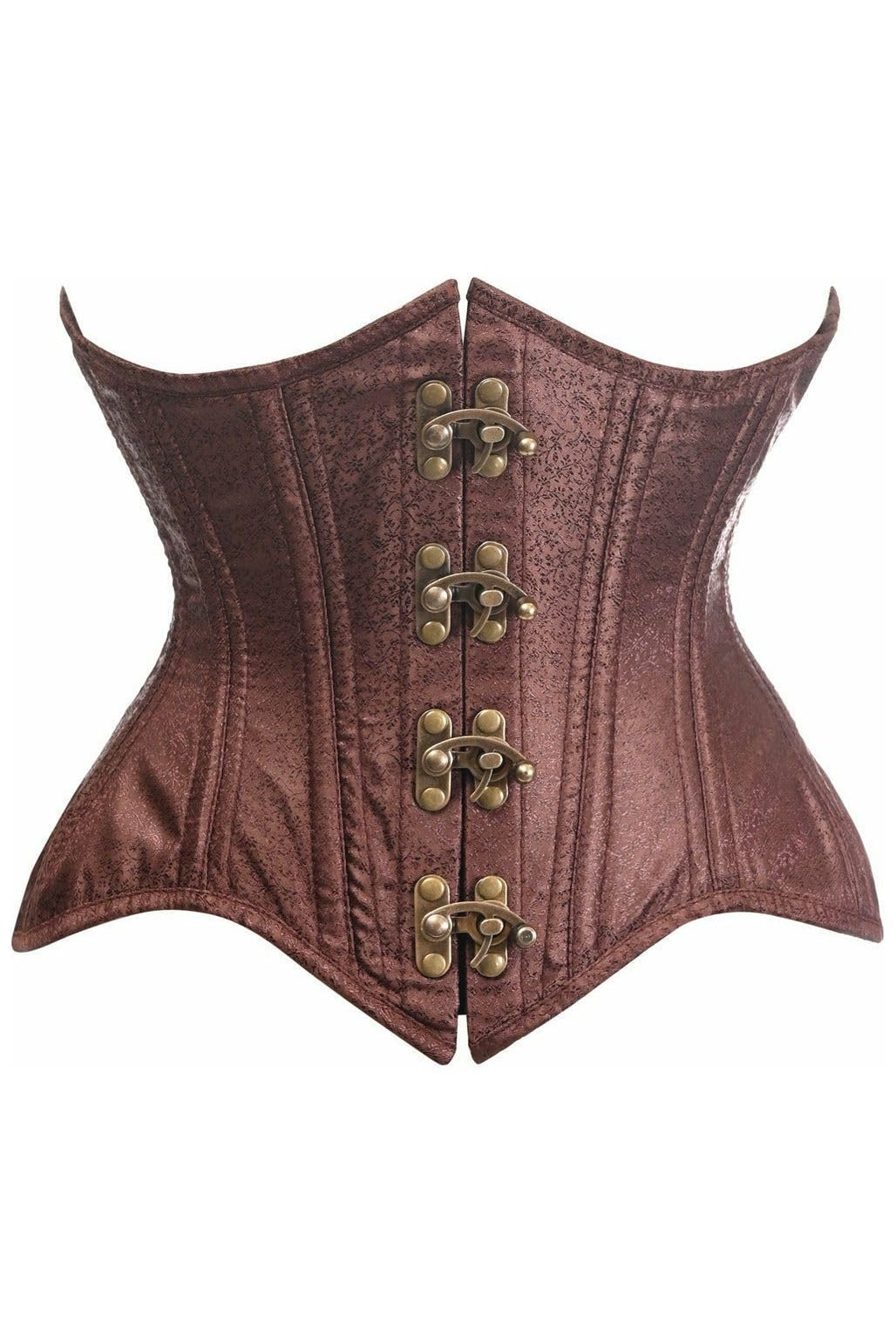 Daisy corsets womens Daisy Corsets Top Drawer Double Steel Boned Brown Brocade Curvy Underbust Corset