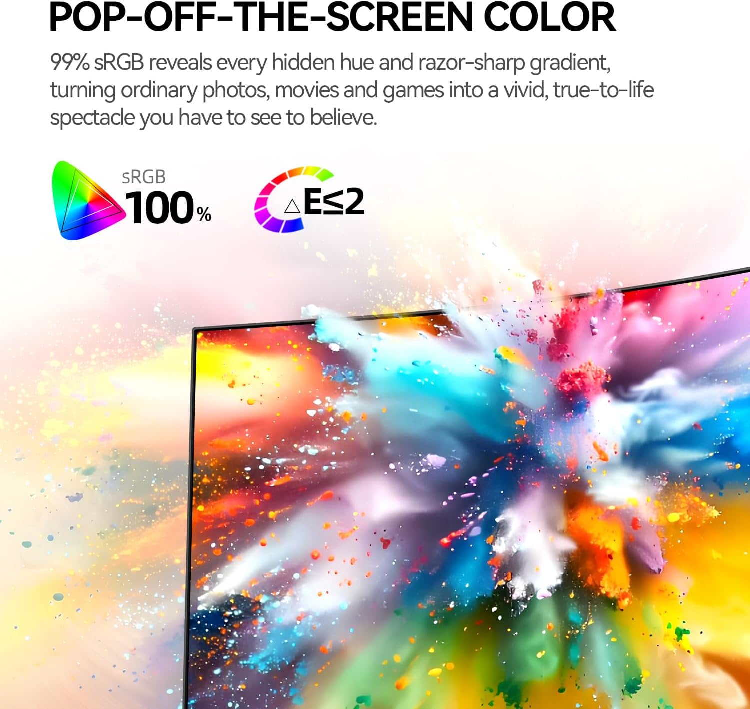 27 Inch 4K White Monitor, 73Hz Refresh Rate, UHD (3840 * 2160) IPS Ultra-Slim Bezel Monitor for Photo Video Editing, E-Book Mode, ΔE < 2, 100% DCI-P3, 1.07B+ Colors, DP/HDMI