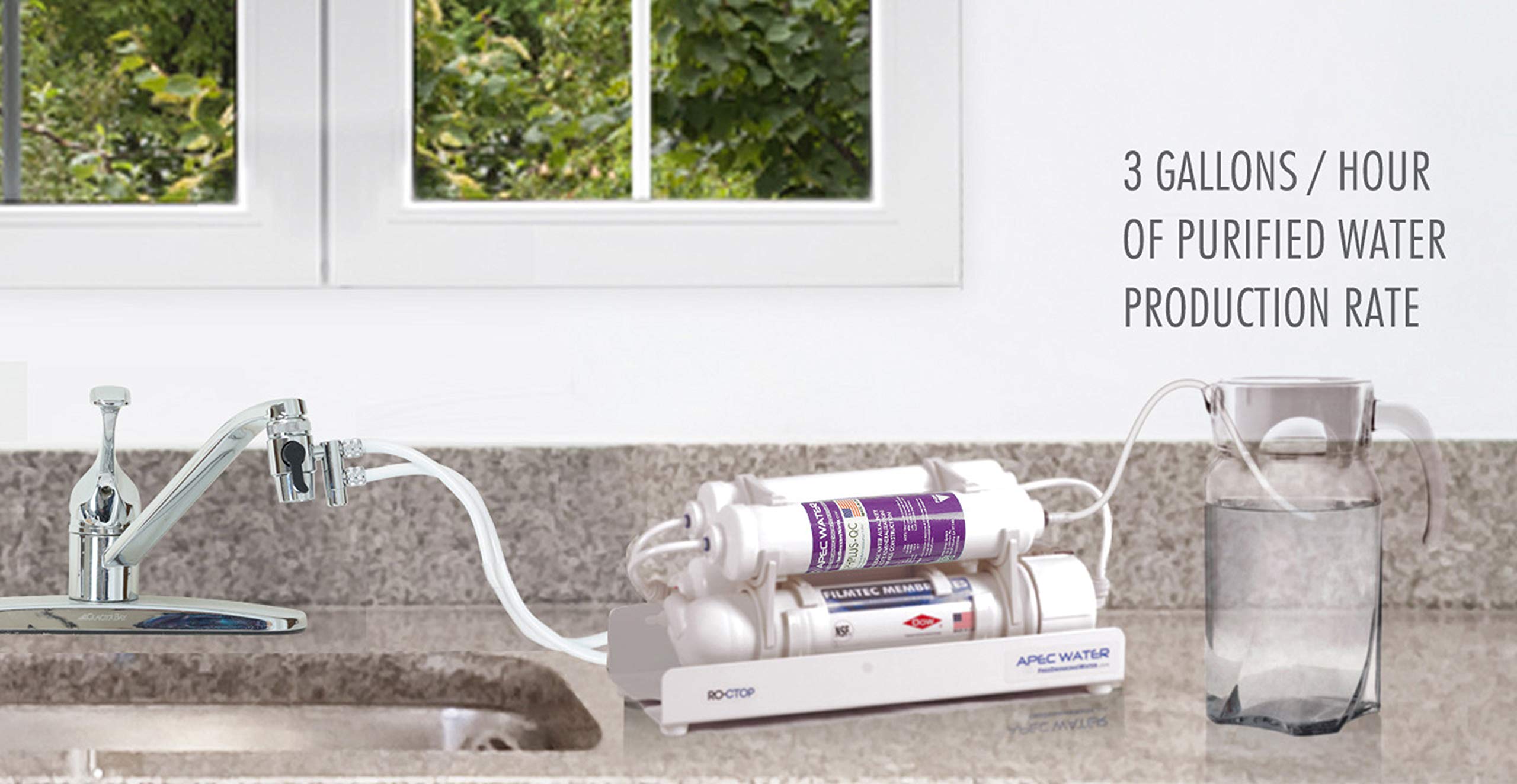 APEC Water Systems RO-CTOP-PH Sistema de filtro de agua de ósmosis inversa portátil mineral alcalino PH+, sin instalación, se adapta a la mayoría de grifos estándar