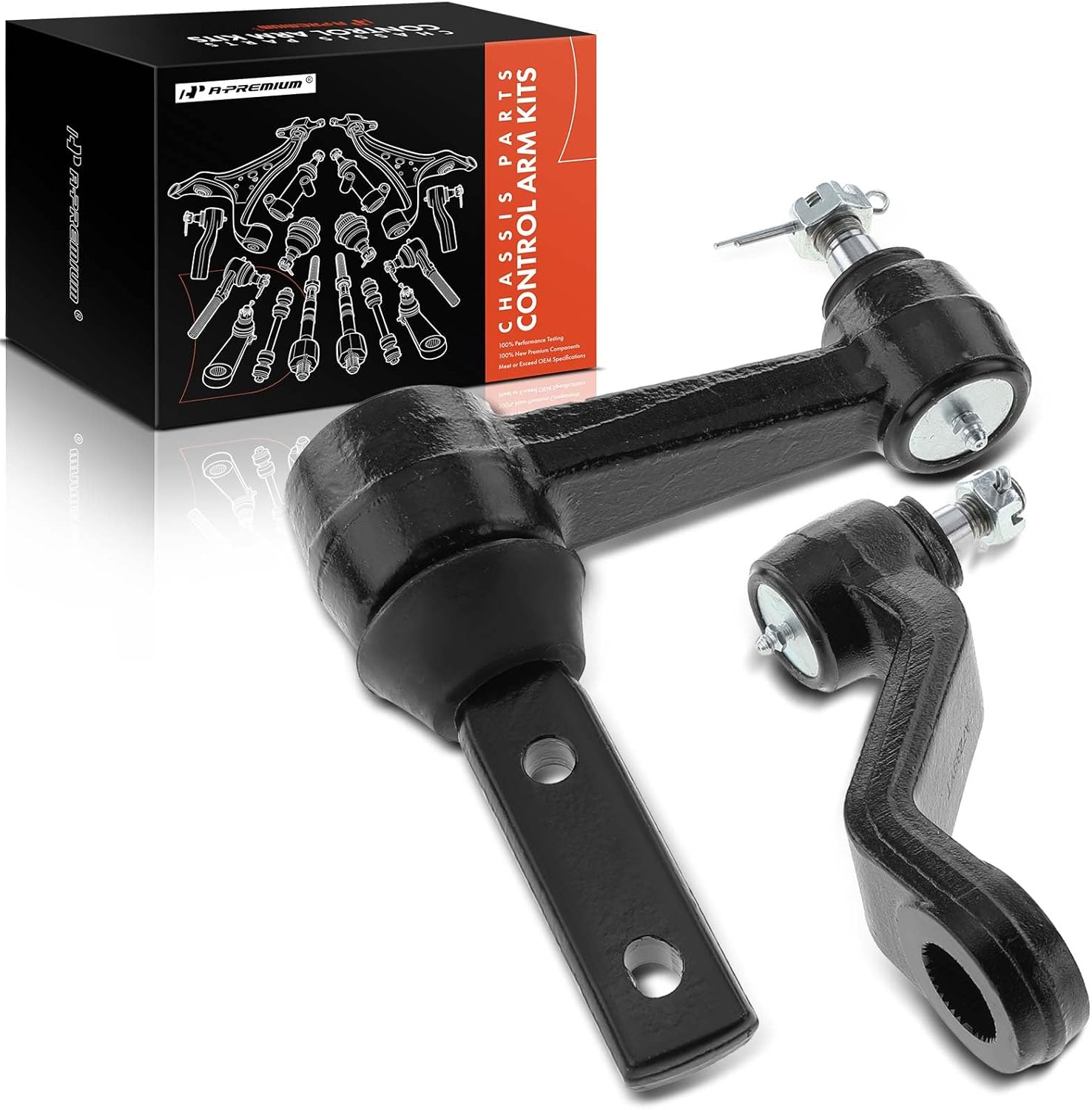 A-Premium Set of 2, Front Steering Idler Arm, Pitman Arm, Compatible with Dodge Ram 1500 1994-1999, Ram 2500 1994-1998, RWD Only