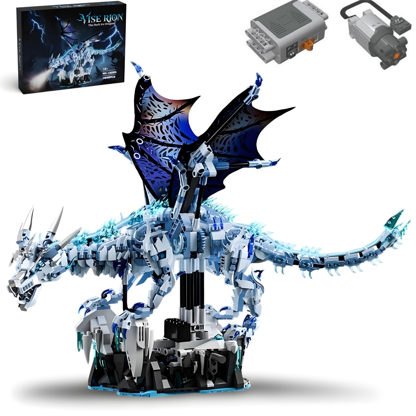 Ice Dragon Building Set for Adults, STEM Dragon Building Blocks