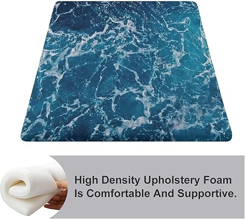 Miniatura 3 de Divertido cojín de asiento compatible con Ocean Beach Theme Sea Waves  Cómodo cojín cuadrado de espuma viscoelástica para asiento de comedor, patio,