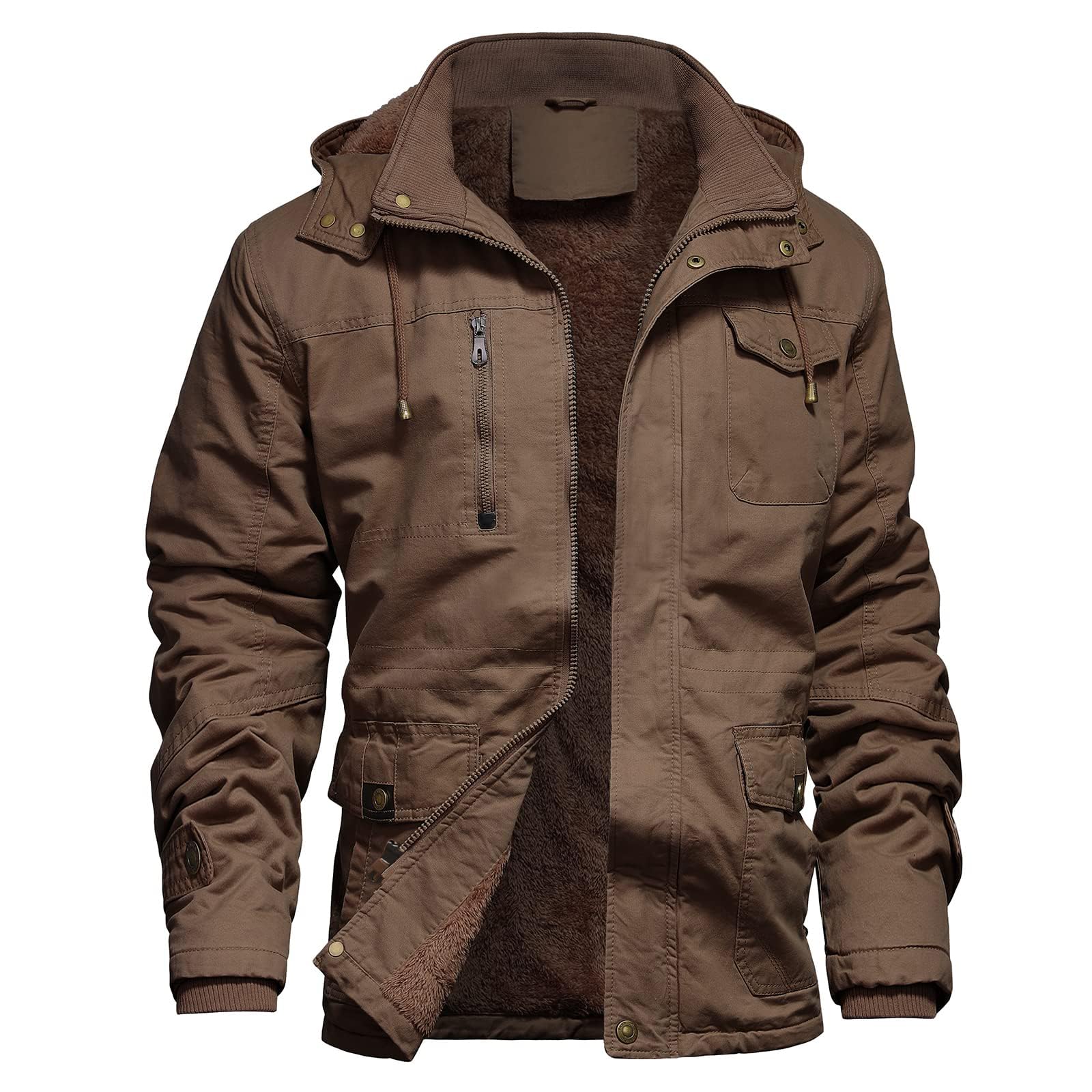 Men's Winter Jacket Military Jacket Fleece Lined Warm Cargo Jacket