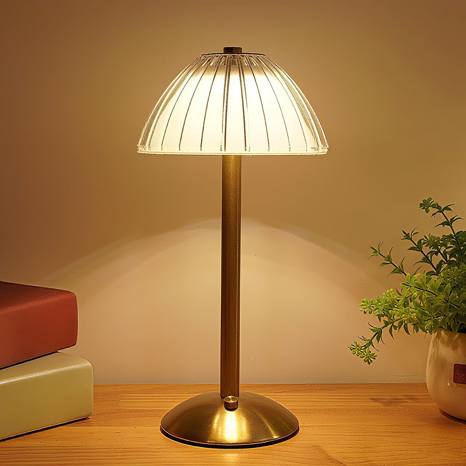 LANMOU Lampada Senza Fili da Tavolo, Dimmerabile, 14 Ore, Oro