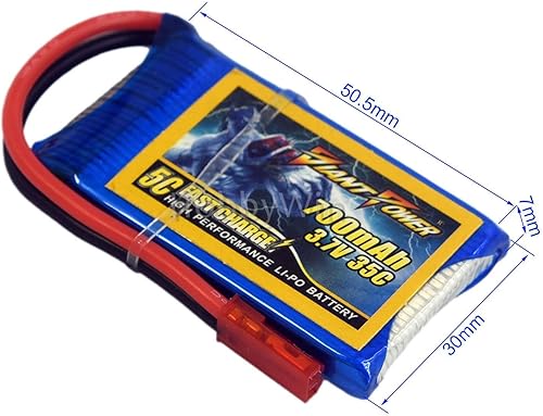 Miniatura 3 de 3.7 V 1S 700 mAh 35C LiPo batería JST Plug para Mini RC Avión Helicóptero Quadcopter