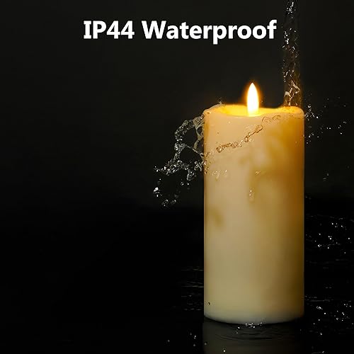 Miniatura 10 de Velas solares impermeables para exteriores, 3 x 6 pulgadas, color blanco marfil, sensor de luz del atardecer al amanecer, velas solares LED