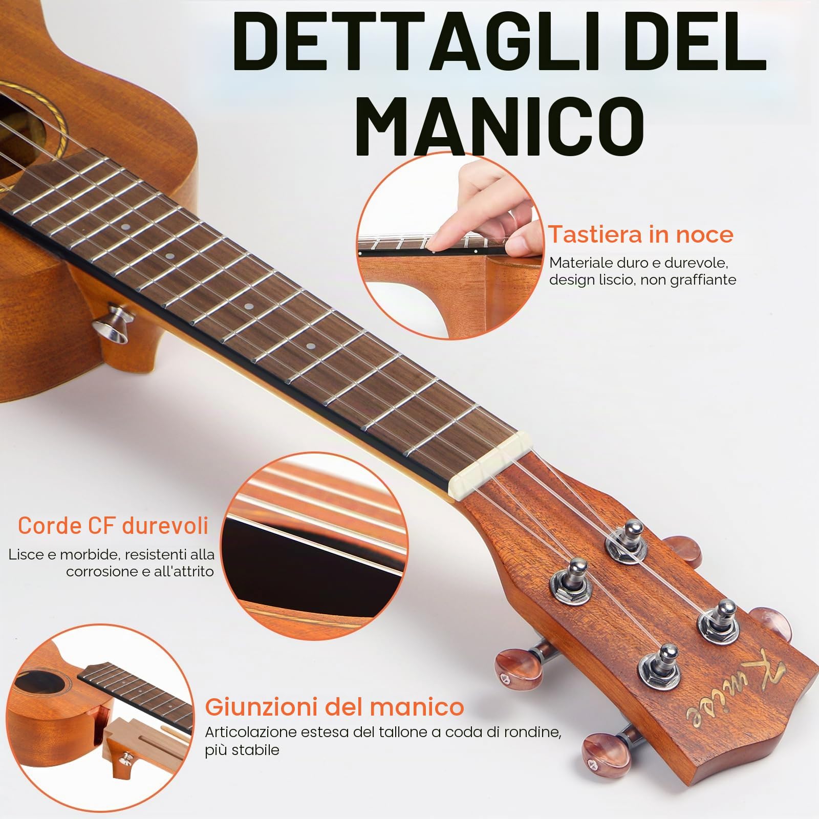 Kmise Soprano Ukulele Starter Kit 21 pulgadas Ukelele de caoba para principiantes con funda de sintonizador Correa de sintonizador Folleto de instrucciones