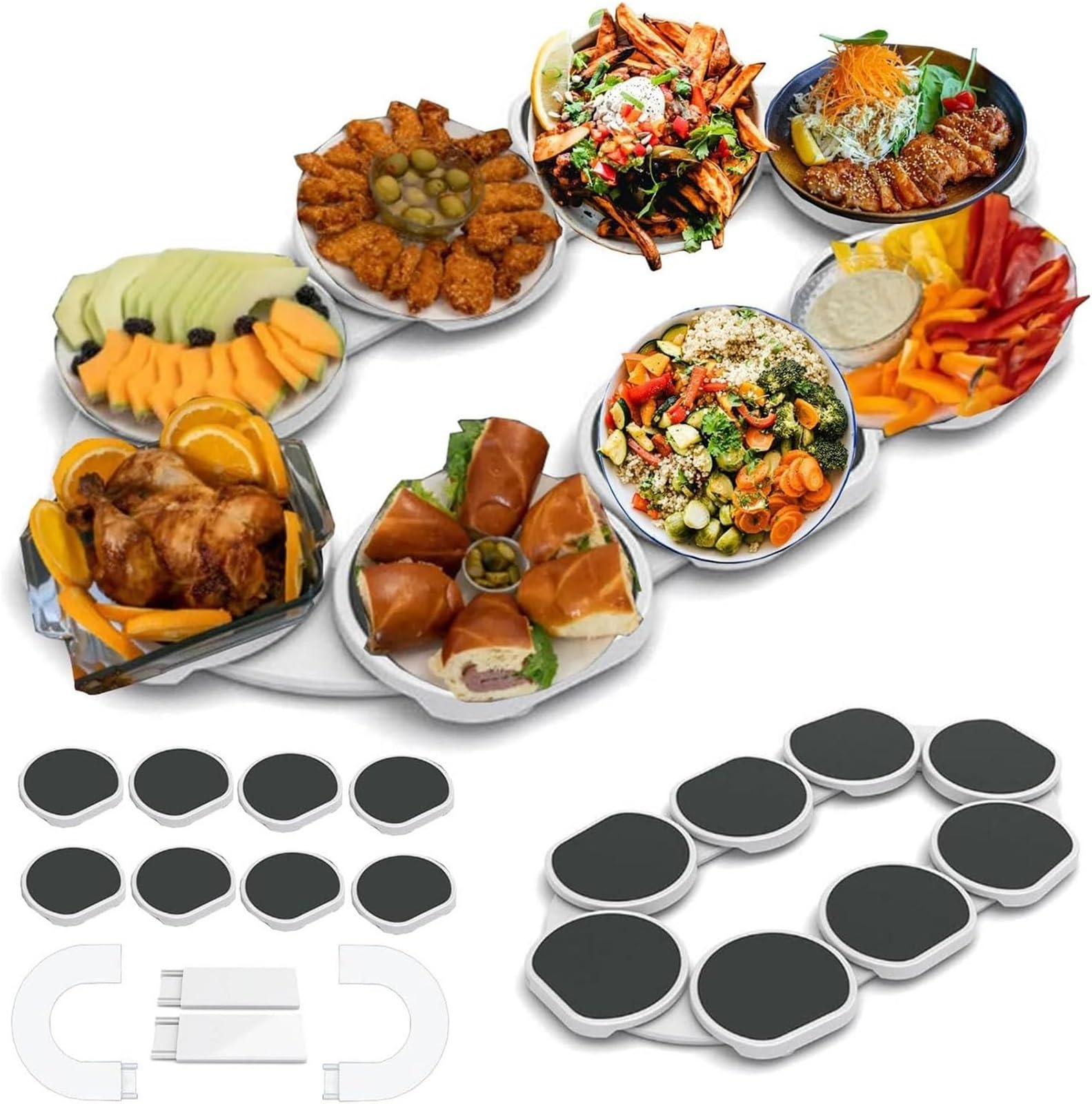 Plateau rotatif cuisine table rectangulaire pour éviter les accidents