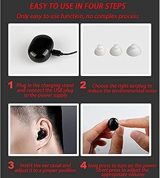 Digital Hearing Aid For The Elderly - Rechargeable Sound Amplifier For Adults With In Ear Noise Cancelling Batteries Storage Case For Hard Of Hear,White