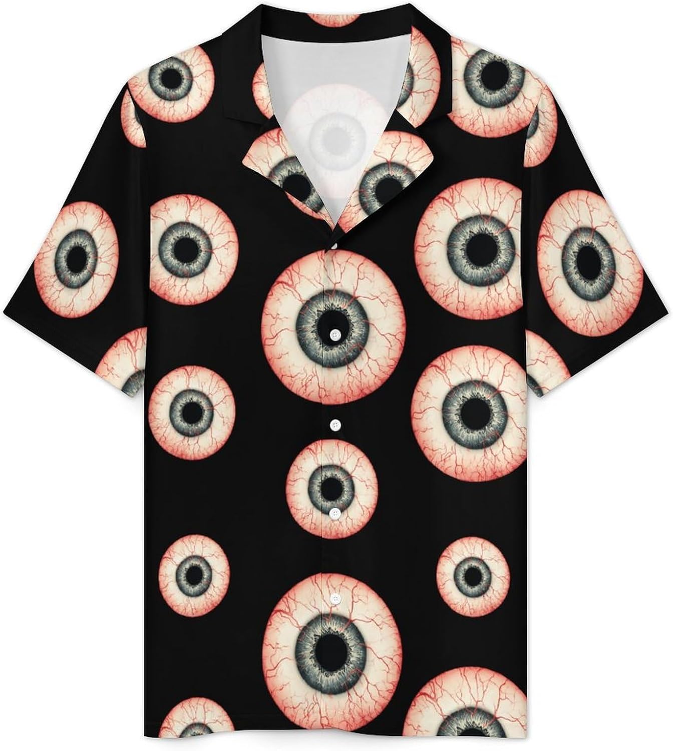 Red Eyeball Men's Short Sleeve Pajama Set Satin Silk Like Lounge Sleepwear