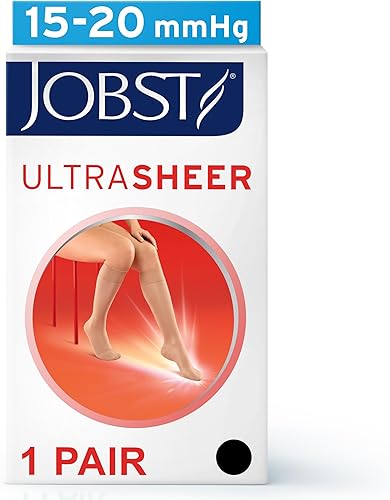 Miniatura 2 de JOBST UltraSheer hasta la rodilla con banda de tecnología SoftFit, medias de compresión de 15-20 mmHg, punta cerrada, M, negro clásico