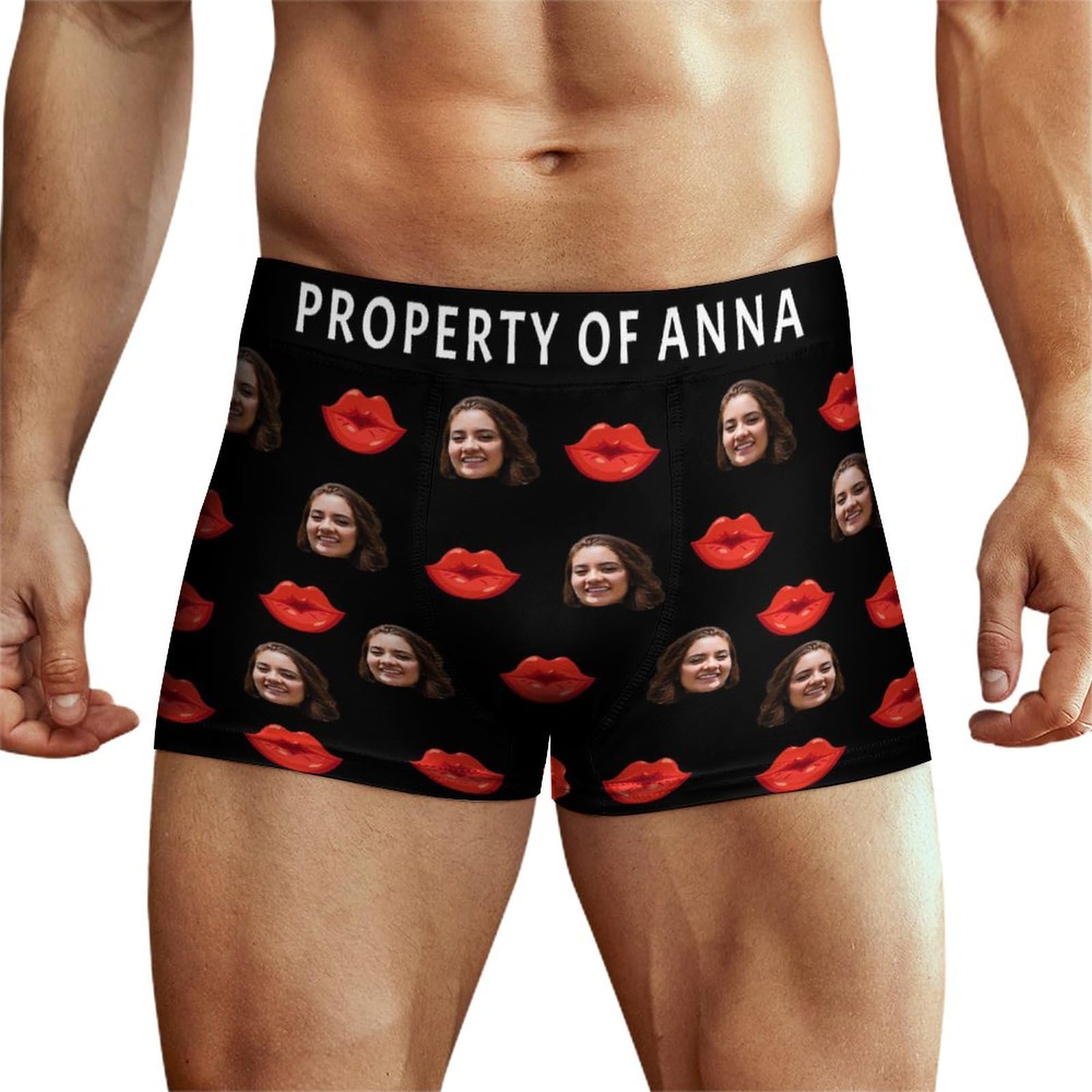 Ayambetus Custom Photo Name Boxers Personalised Mens Boxers Briefs with Photo Face Customised Trunks Underwear Underpants Gifts for Men Husband Boyfriend Size-M