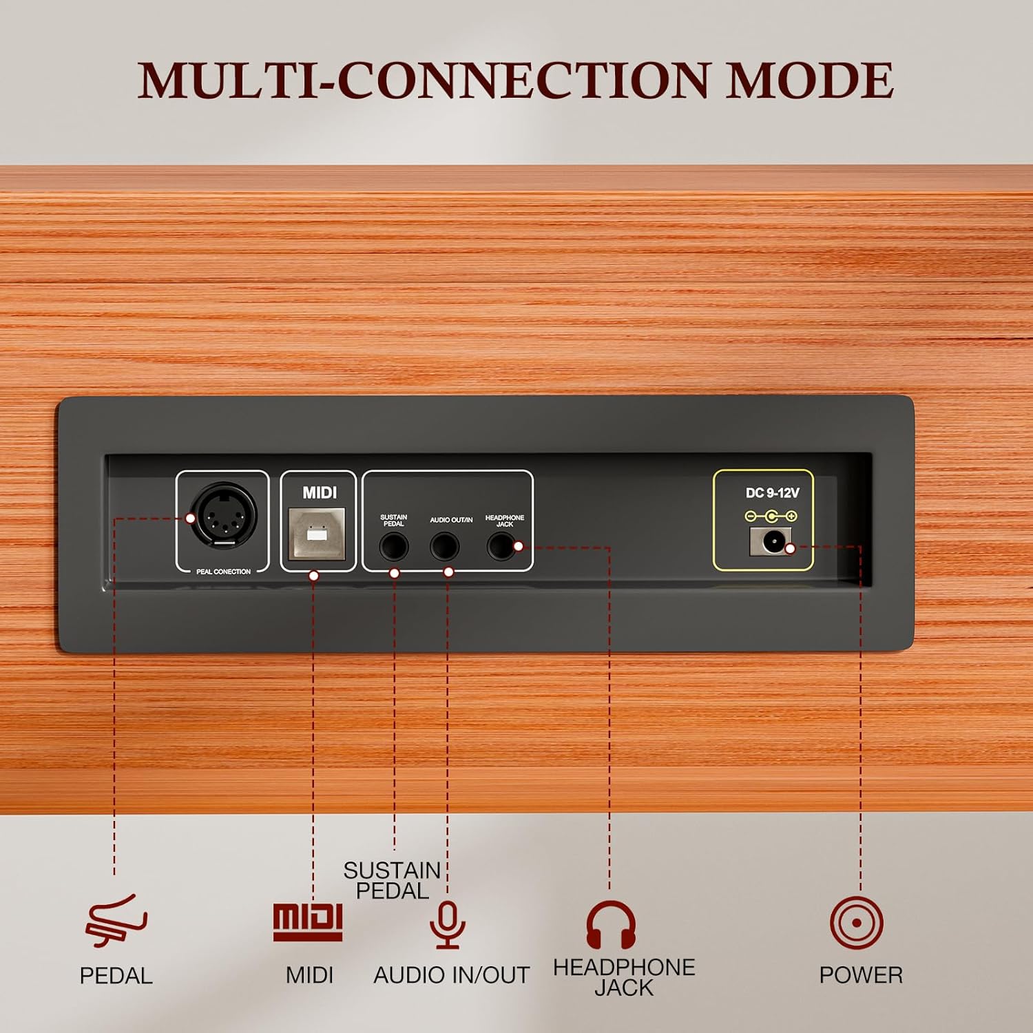 UMOMO U-710 88 Key Digital Piano Keyboard, Full Size Electric Piano with Piano Stand, Headphone Jack, 3 Pedal, Electronic Piano for Beginner, Adults, Brown