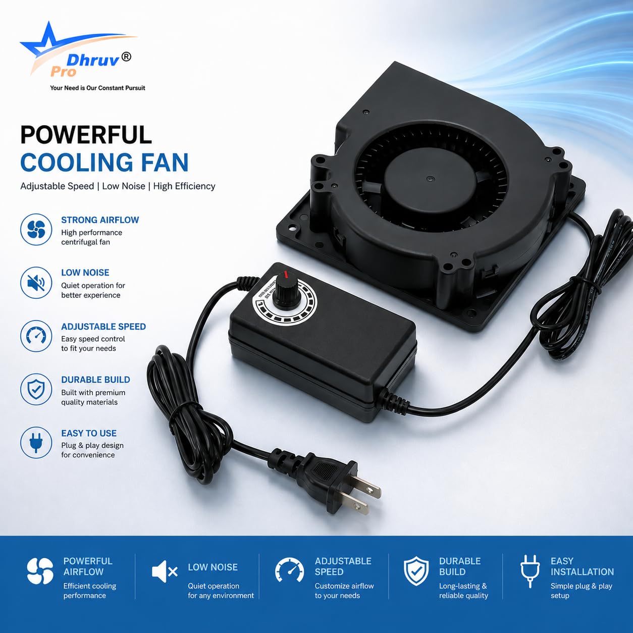 DHRUVPRO 12V DC Blower Fan with Speed Controller -2 DHRUVPRO 12V DC Blower Fan with Speed Controller -2