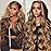 Sunelk Honey Blonde Ombre Lace Front Wig Human Hair Highlight Body Wave Lace Front Wigs Human Hair Pre Plucked 200 Density Glueless Wig 13X6 HD Lace Frontal Wig for Women 4/27 Colored 28 Inch