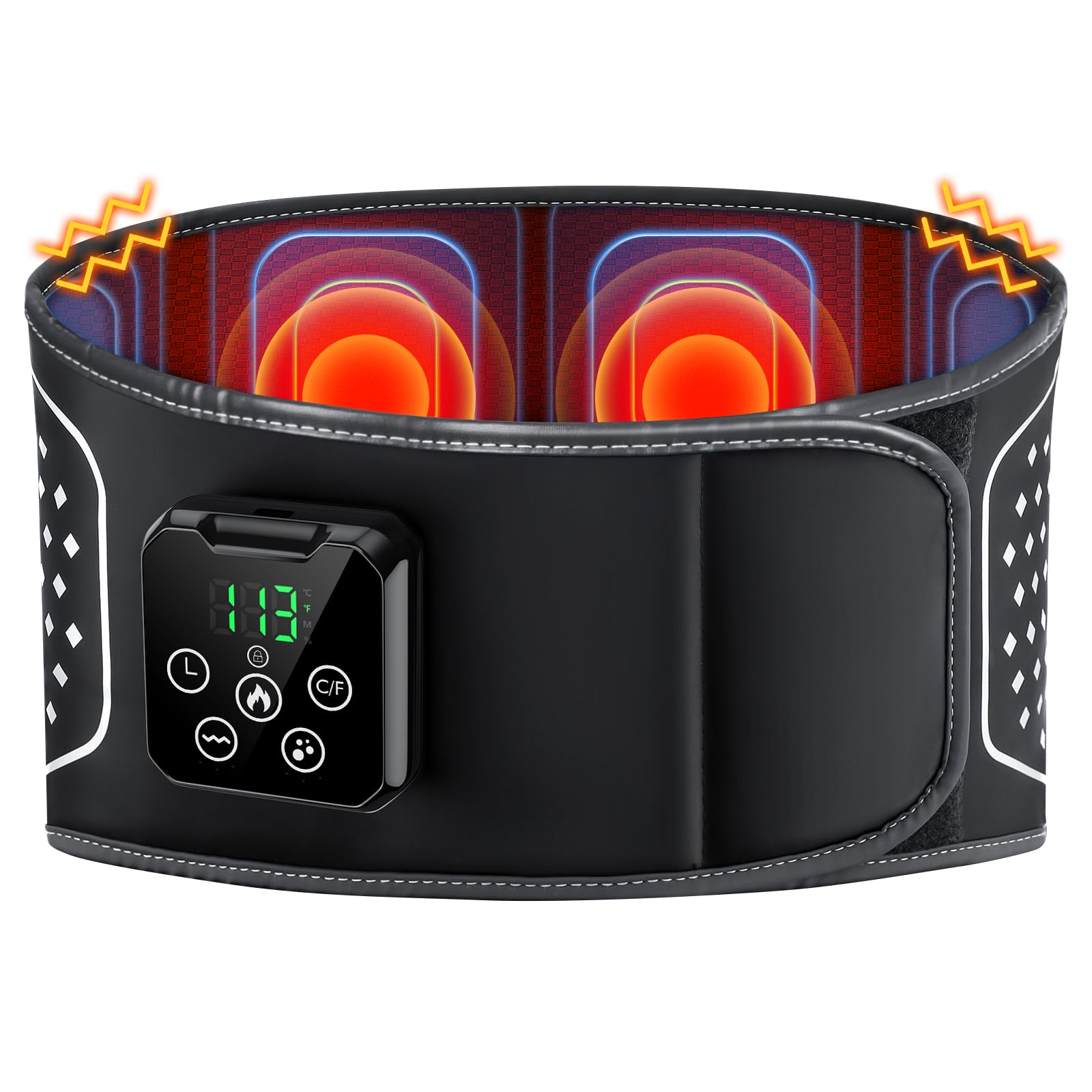 Lower Back Massager with Heat, Heating Pad for Back Pain Relief, Wrap Around Heating Pad with 4 Heat 3 Vibration, Adjustable Size, Touchscreen Control, Gifts for Women Men Mom Dad