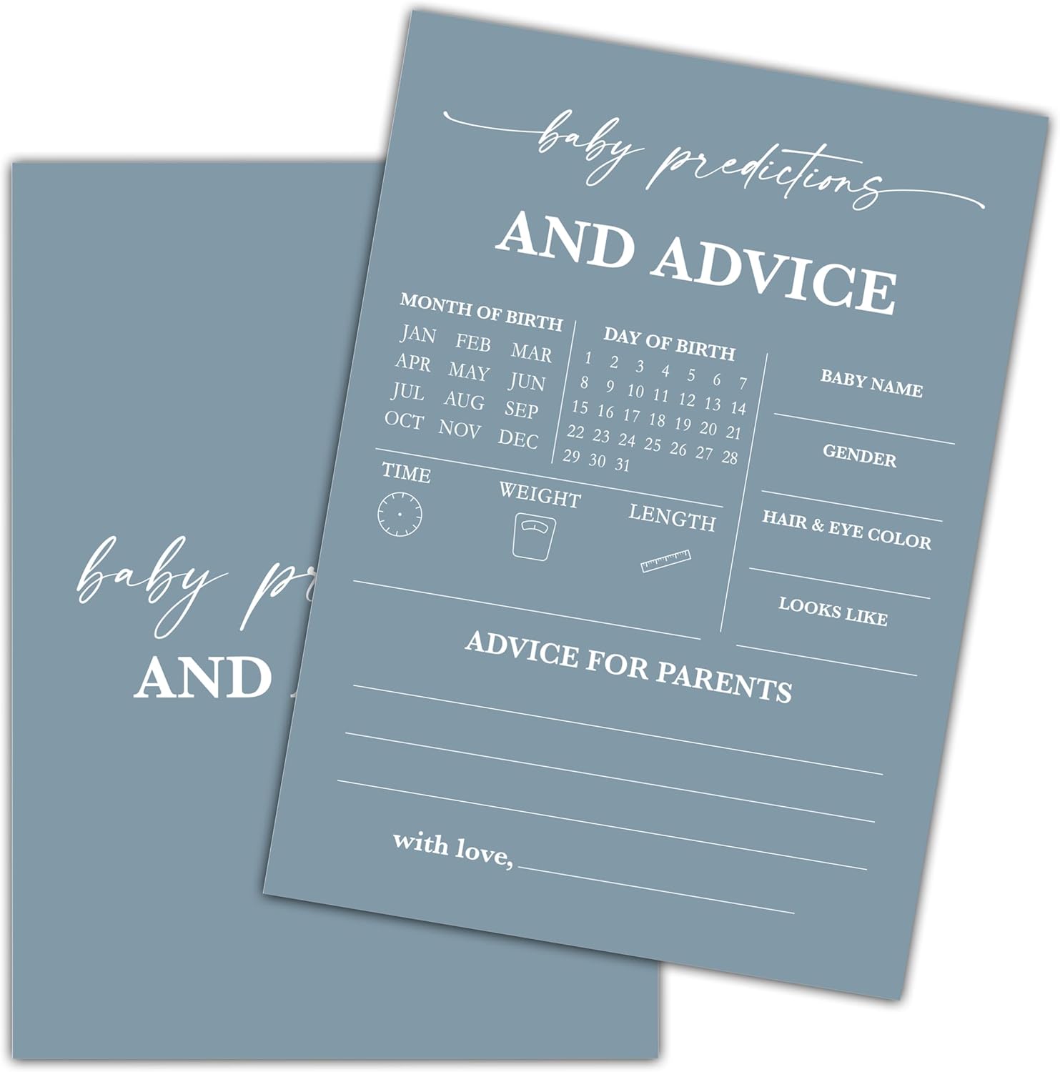 Blue Baby Shower Game, Baby Predictions And Advice Baby Shower Game Cards, Gender Reveal Party Game, Baby Shower Party Activities & Decorations -25 Game Cards(A07)