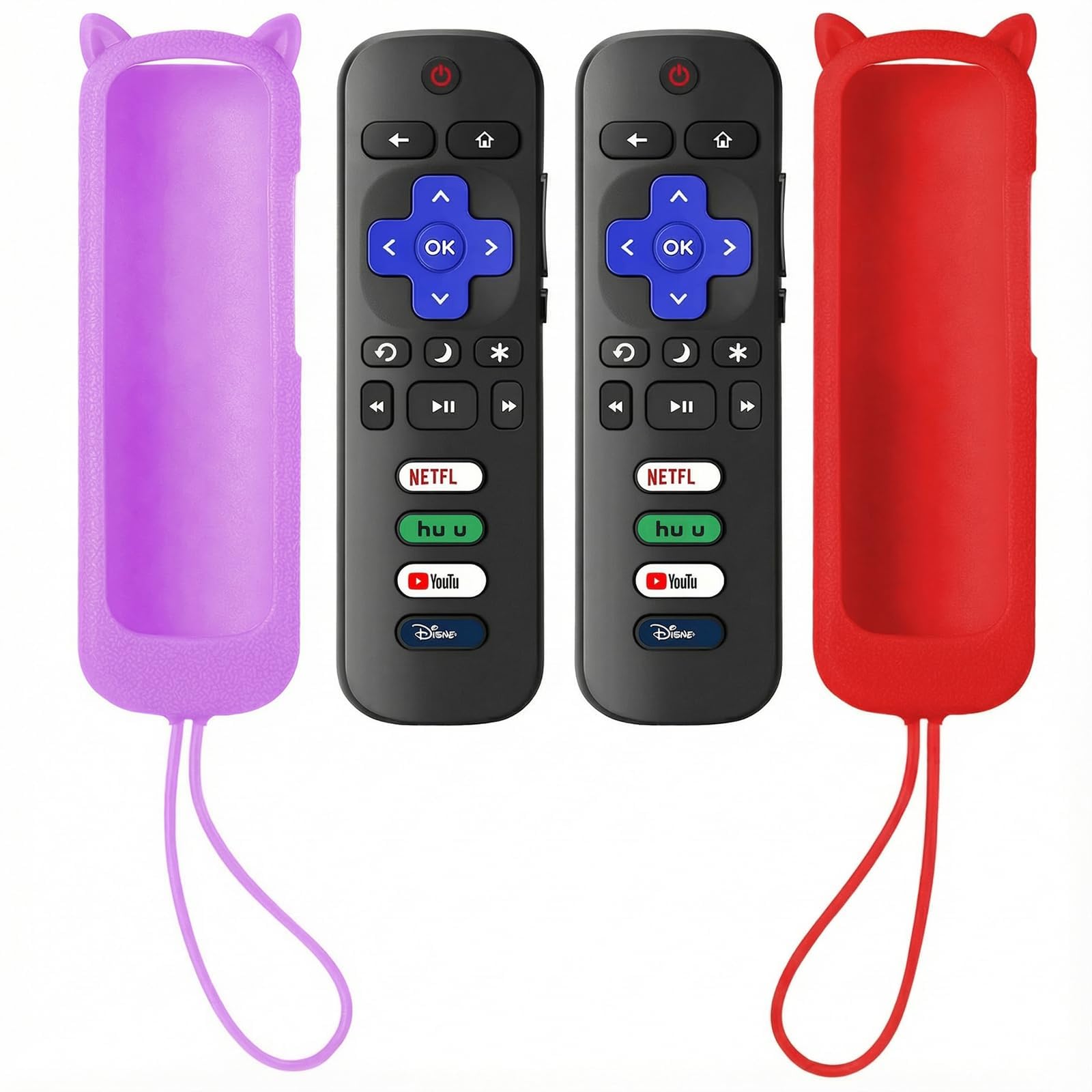 Confezione da 2 telecomandi di ricambio per Roku TV con custodia protettiva morbida (si illumina al buio), telecomando compatibile con TV TCL/Hisense/Sharp/Philips/Onn/Element Roku (non per