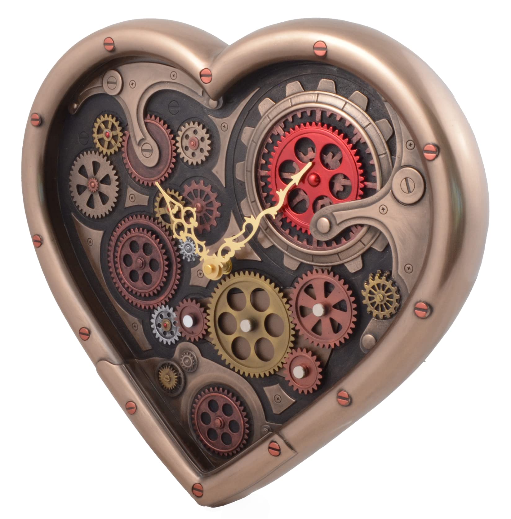Veronese - Orologio da parete Steampunk a forma di cuore, bronzato