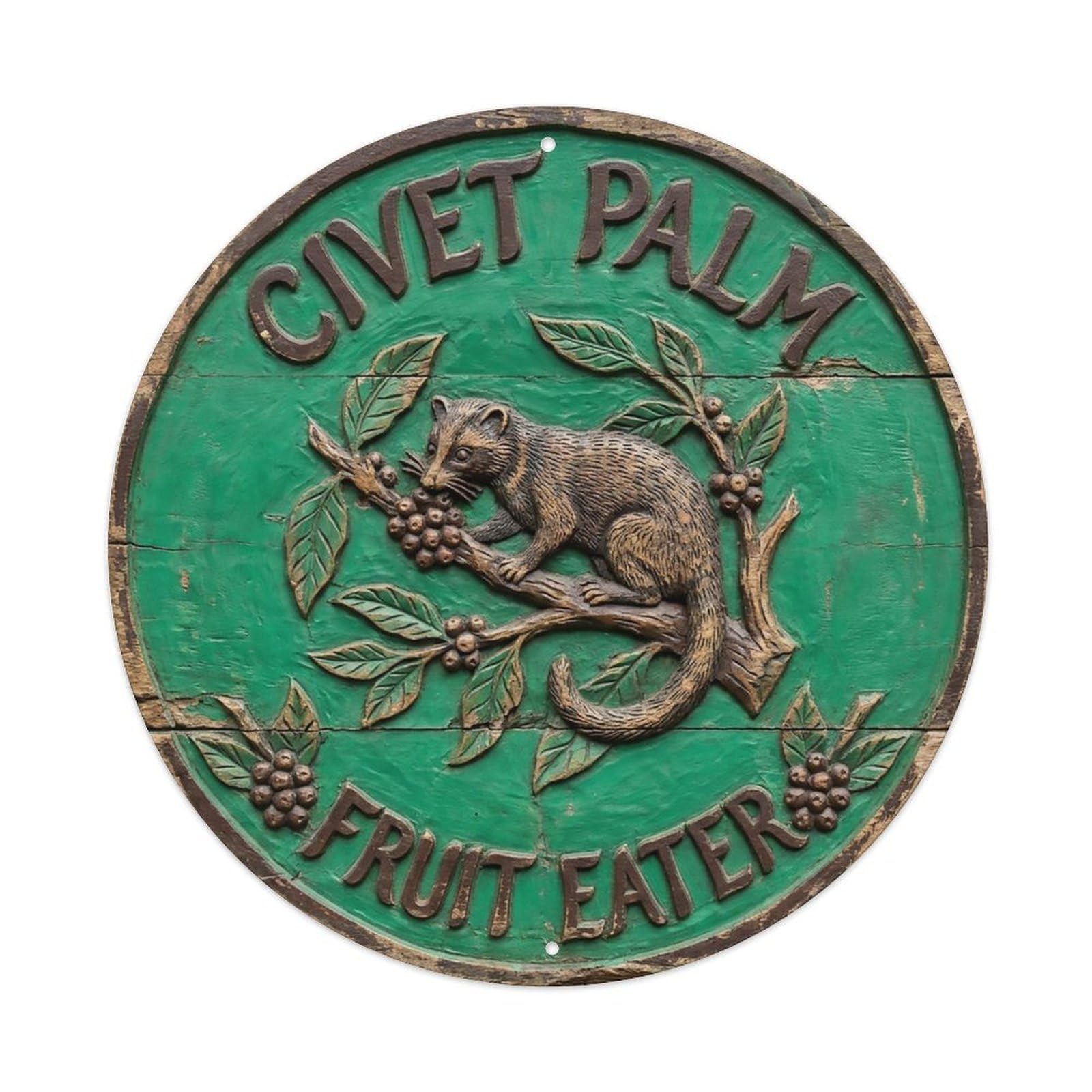 Cxhjca 8X8inch(20X20cm) Civet Palm Fruit Eater Metal Tin Sign