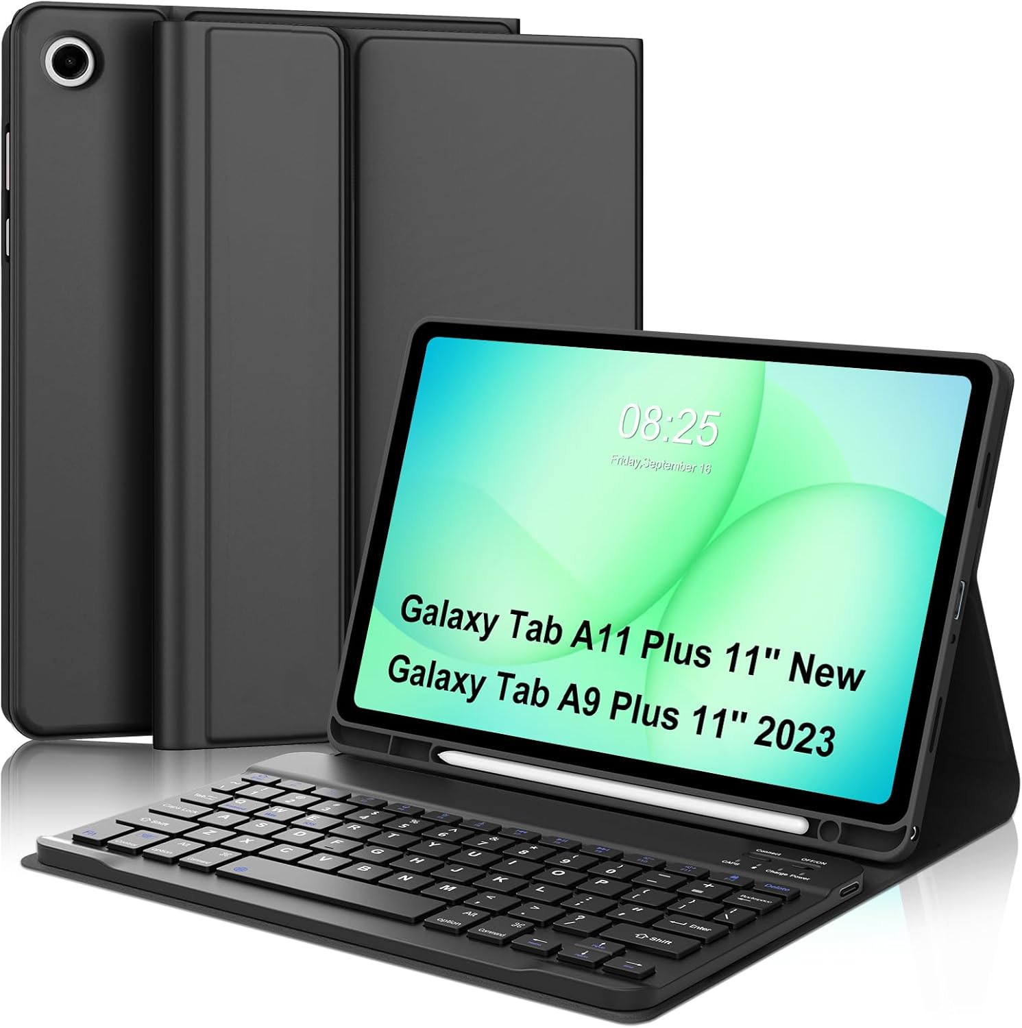 Keyboard Case for Samsung Galaxy Tab A11+ Plus 2025 & Galaxy Tablet A9+ Plus 11 Inch 2023 Case with Keypad, for Samsung Tab Keyboard A9+ with Pen Holder, Folio Case with Long Battery Life, Black