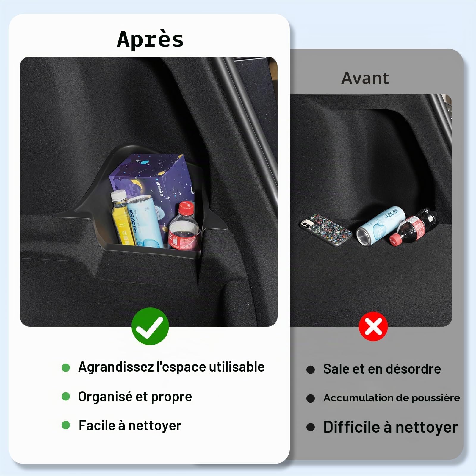 topfit Model Y Juniper Bacs de rangement en TPE boîte de rangement latérale arrière pour Tesla Model Y Juniper 2025-2026