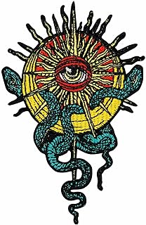 ZEGINs The Snake Around the Sun and Moon Patch Embroidered Applique Badge Iron On Sew On Emblem