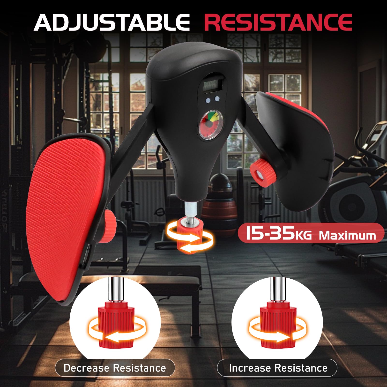 Attrezzo Interno Coscia 15-35 KG Adjustable Resistance, Allenatore per Pavimento Pelvico per Gambe, Thigh Trainer with Fixed Leg Straps and Replaceable Handle, Pelvic Floor Trainer per Uomini e Donne