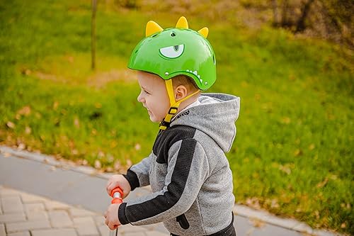Miniatura 8 de RoyalBaby Casco de bicicleta para niños y jóvenes, tallas para niños y niñas, casco de dinosaurio verde para deportes múltiples