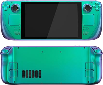 eXtremeRate DIY Full Set Shell with Buttons for Steam Deck LCD, Custom Faceplate Back Plate Replacement Shell for Steam Deck LCD - Chameleon Green Purple [Console NOT Included]