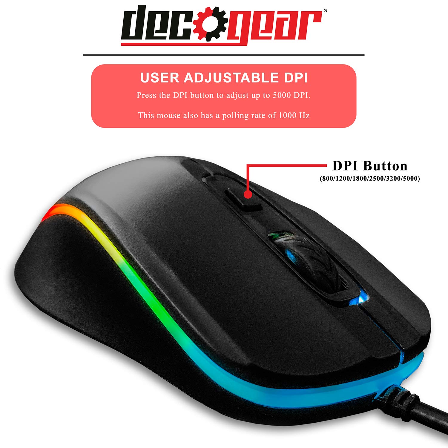 Snapklik.com : Wired Gaming Mouse 800-5000 Adjustable DPI High ...