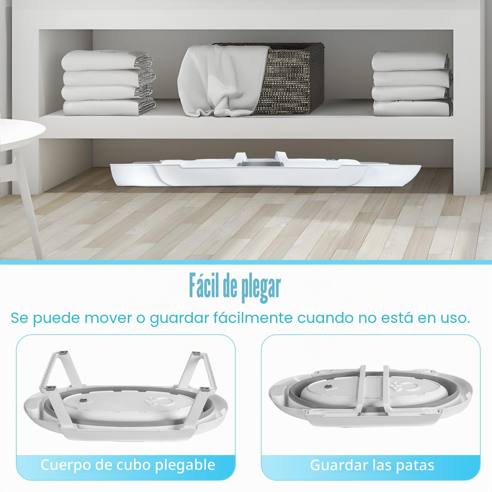 Estación de baño elevada plegable para mascotas, bañera elevada portátil para perros y gatos pequeños con manguera de drenaje y estante de almacenamiento, bañera de plástico de tamaño