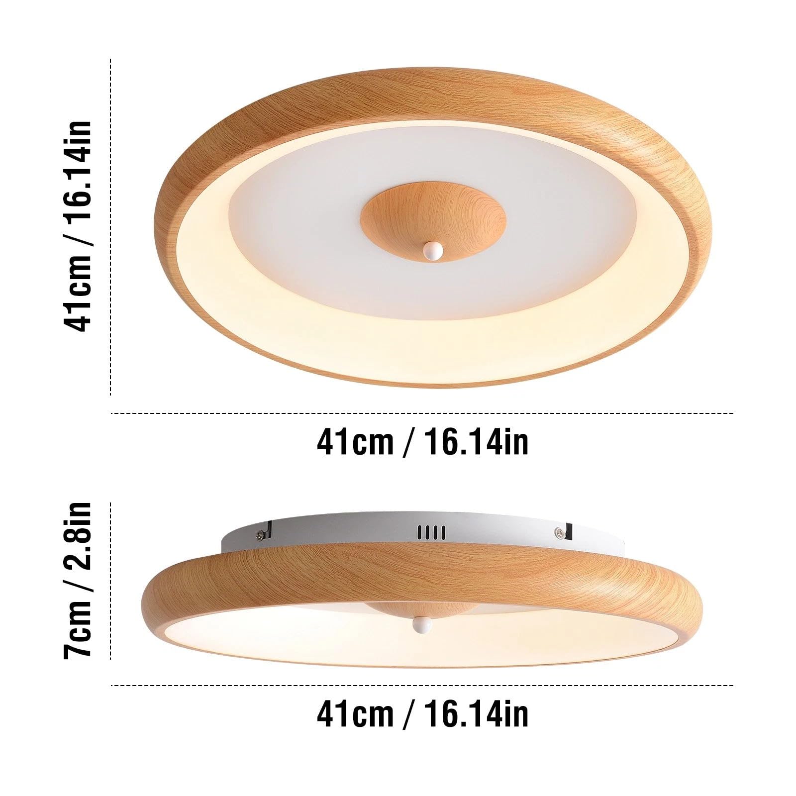 Lámpara de Techo Moderna, Plafones para Techo Madera, 30W Plafon LED Blanco Luz Techo para Oficinas, Salones, Dormitorios, Cocinas, Pasillos