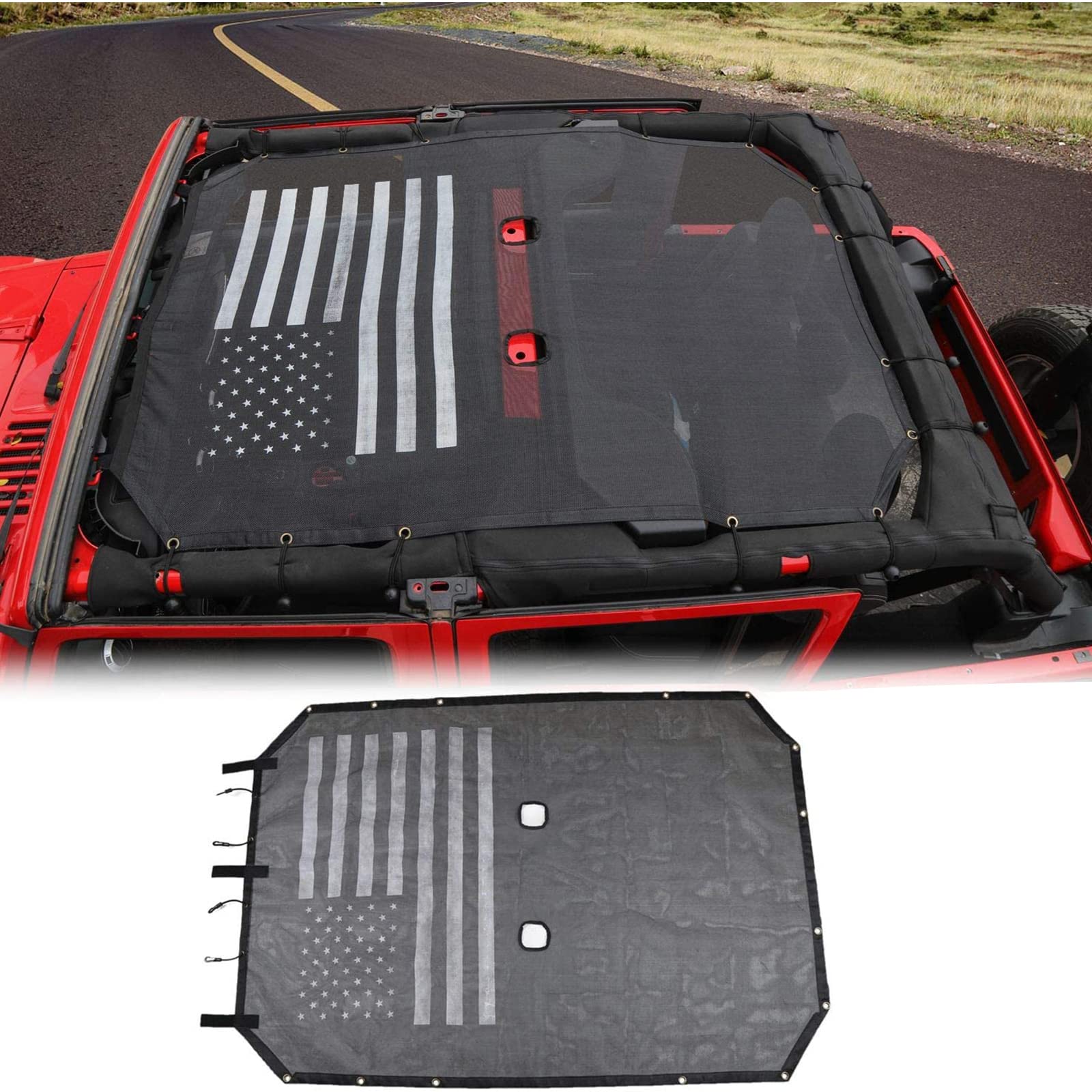 RT-TCZ Sunshade Mesh Top Cover for Jeep Wrangler JKU 2007-2018