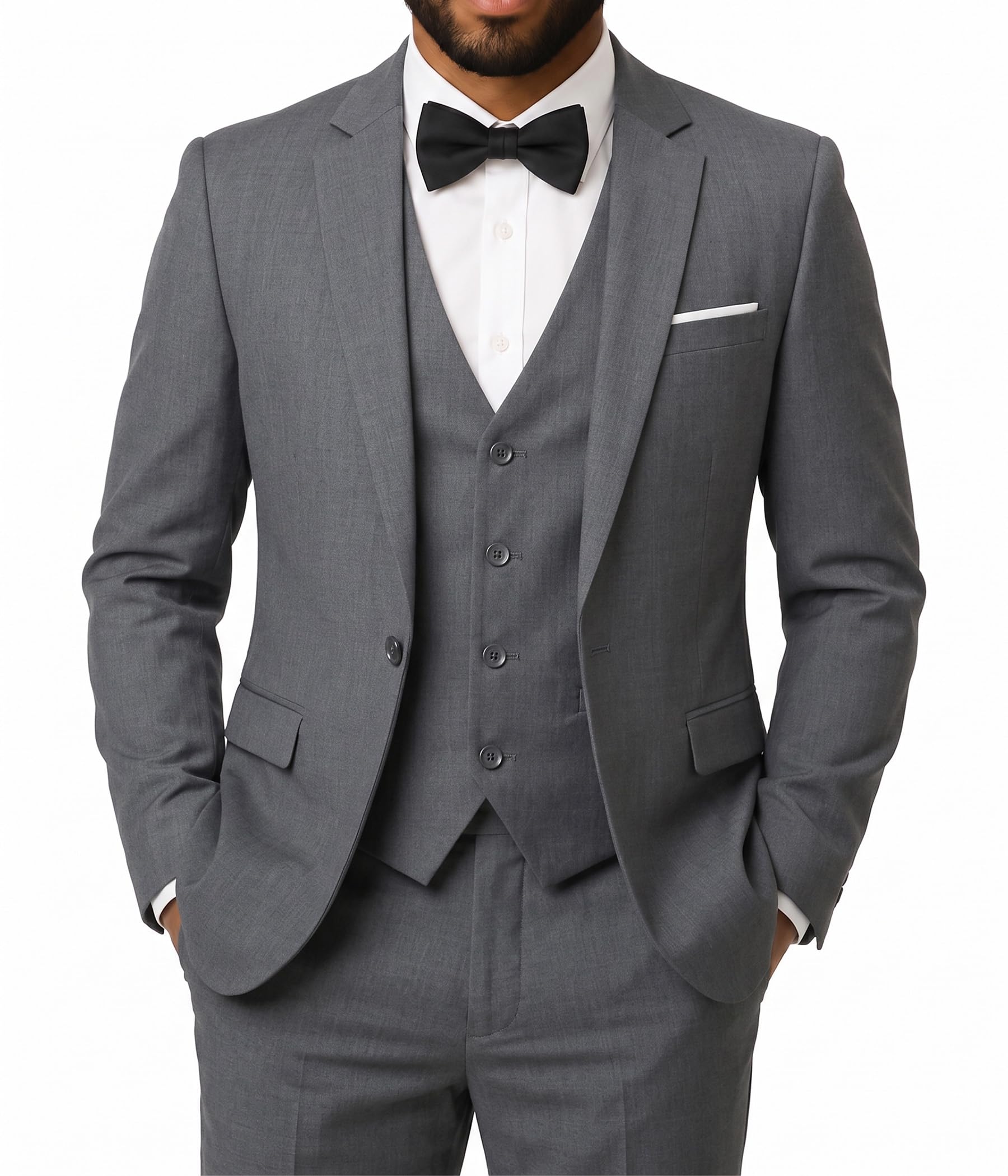 YFFUSHI Men's 3 Piece Suit Sets Slim Fit One Button Blazer Solid Suits