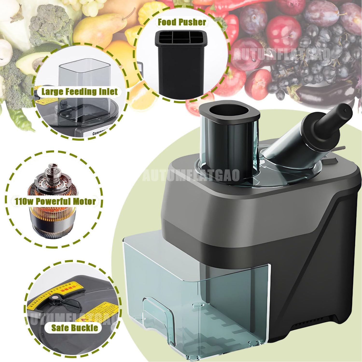 Cortador De Verduras Electrico, Picadora De Verduras, Doble Puerto De Alimentación, Procesador De Alimentos con 4 Cuchillas De Acero Inoxidable para Zanahorias, Patatas Y Cebollas
