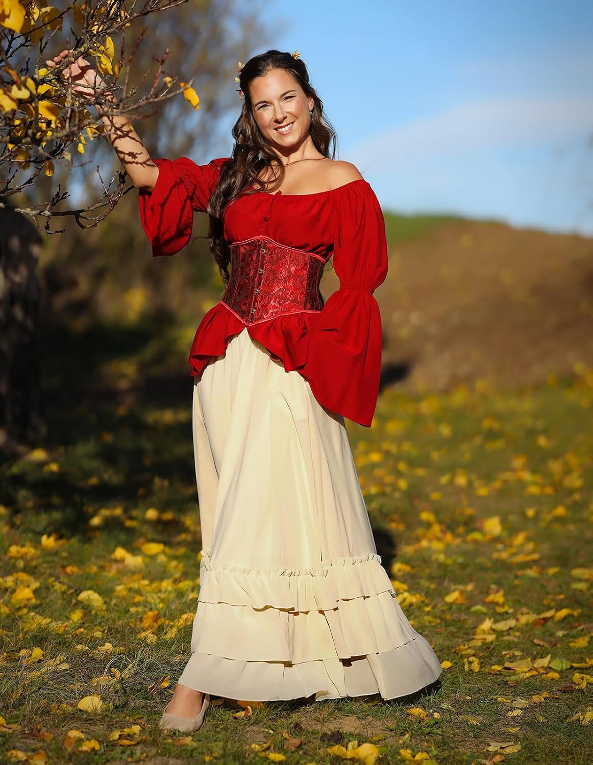 Scarlet Darkness Maxi Skirts for Women Long Renaissance Skirt Flowy Ruffle Tiered Skirt - Image 5